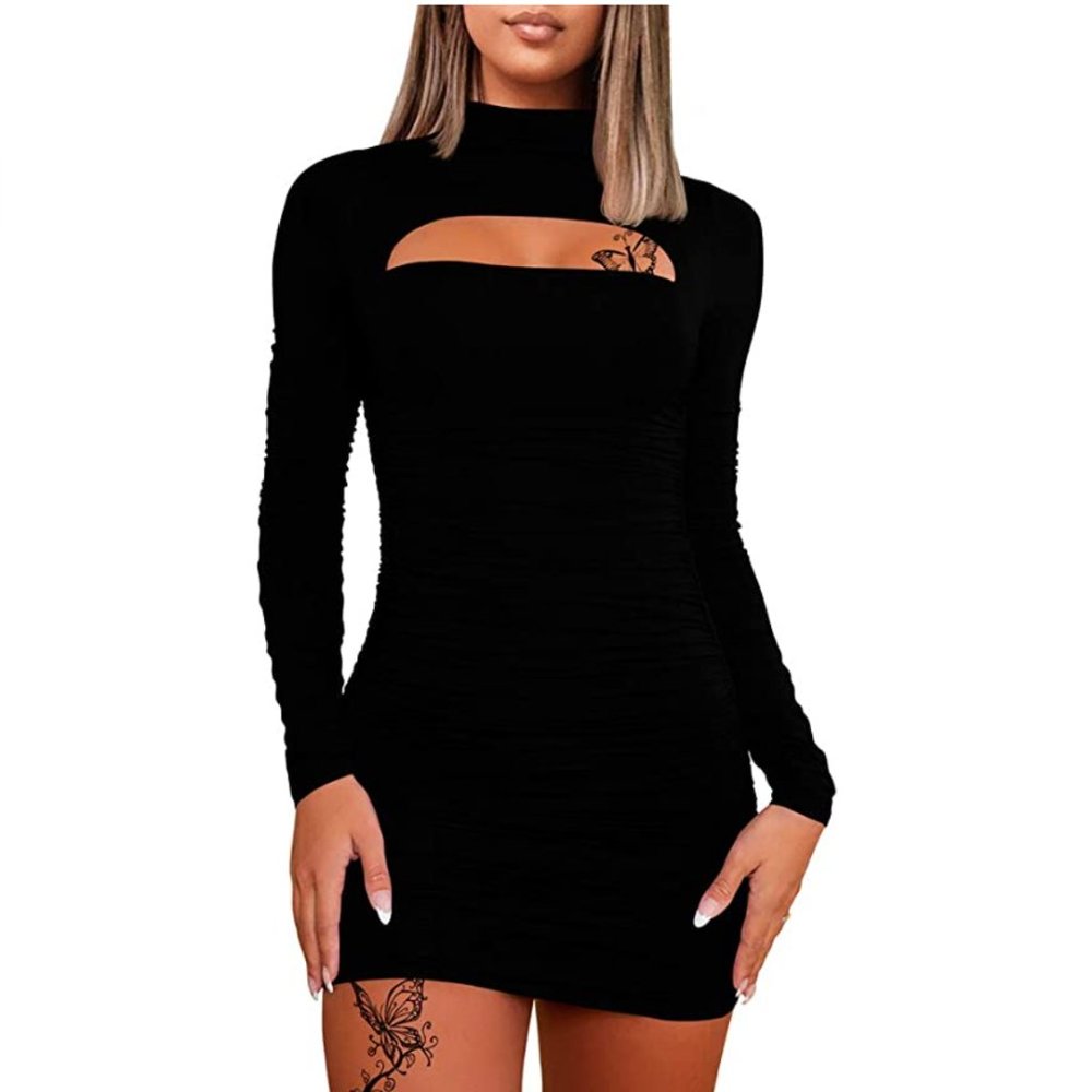 WHONE Women's Sexy Long Sleeve Cut Out Bodycon